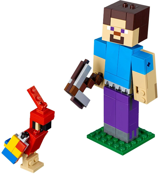 LEGO 21148-Minecraft Steve BigFig with Parrot-BigFig Steve papagájjal - 2