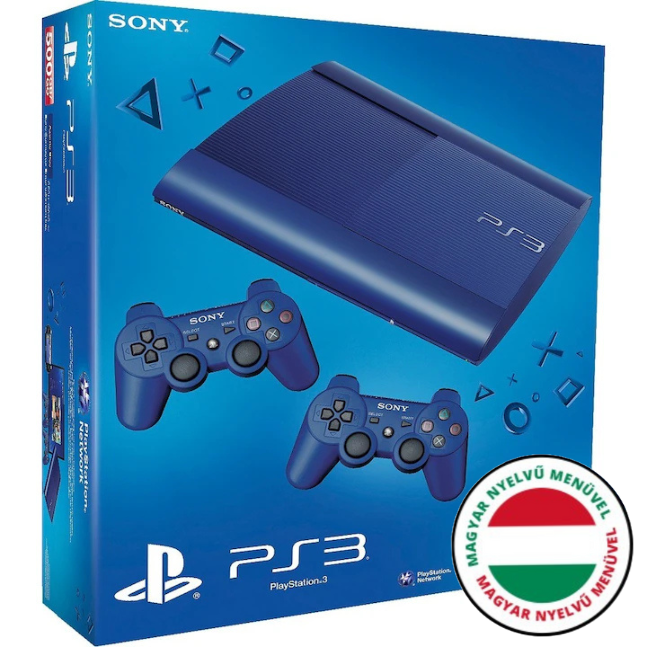 Sony PlayStation 3 Super Slim kék 500GB Játékkonzol (PS3) + 1 év garancia