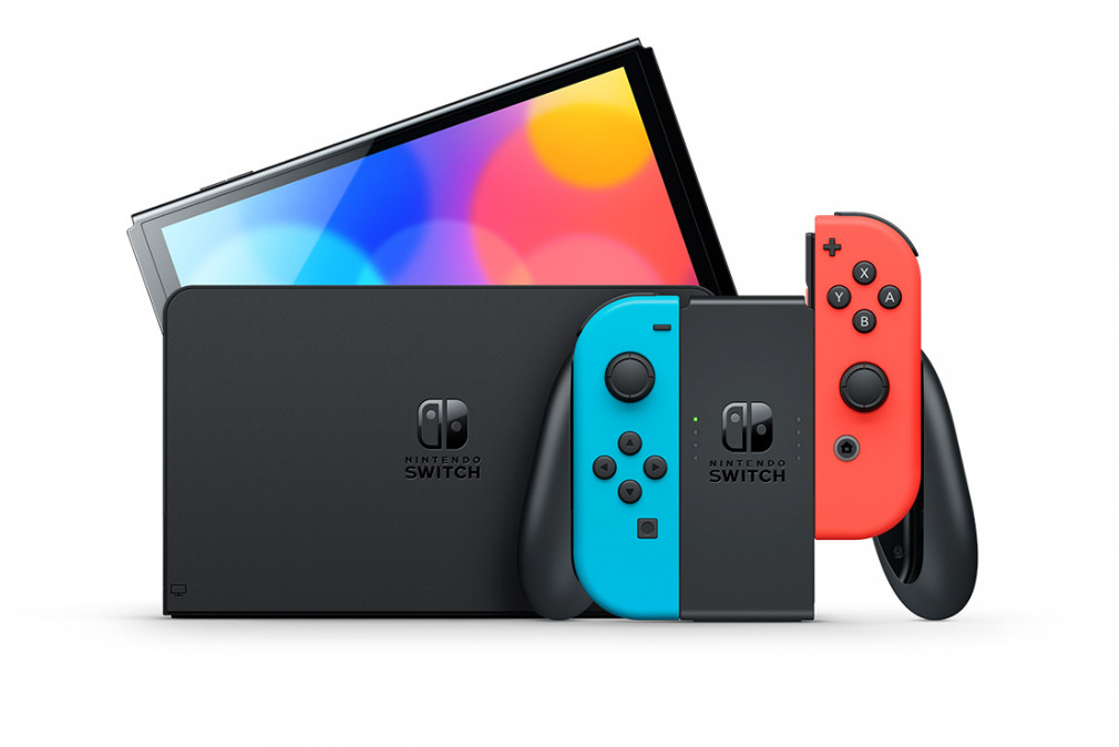 Nintendo Swtich OLED Játékkonzol (piros - kék) + 1 év garancia - 4