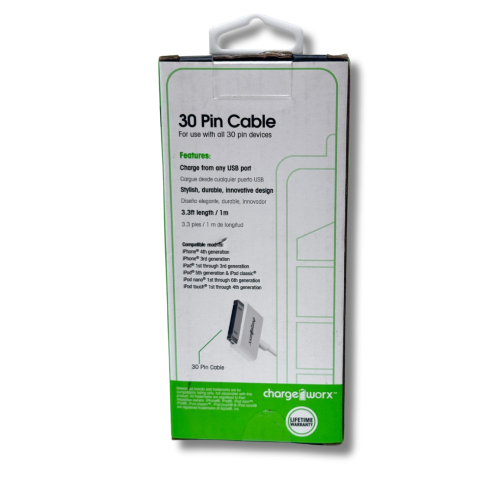 Chargeworx 30-Pin MFi USB kábel – iPhone 4S / iPad / iPod (Ex-Display) - 2