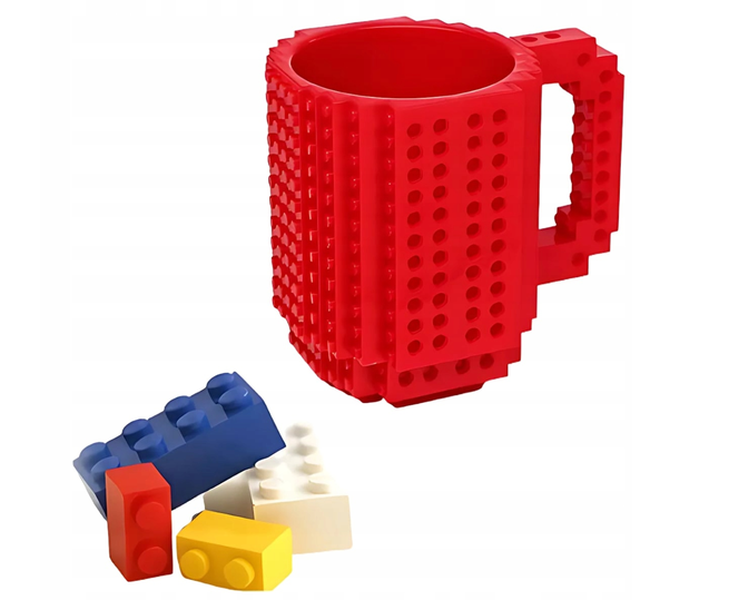 Build-On Brick Mug építőkockás bögre – piros 350 ml - 4